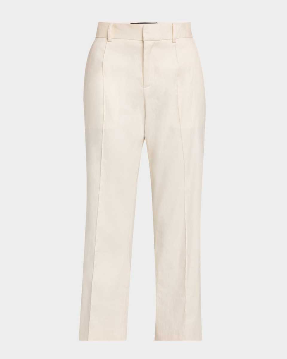Soren Pintuck Straight-Leg Crop Trousers